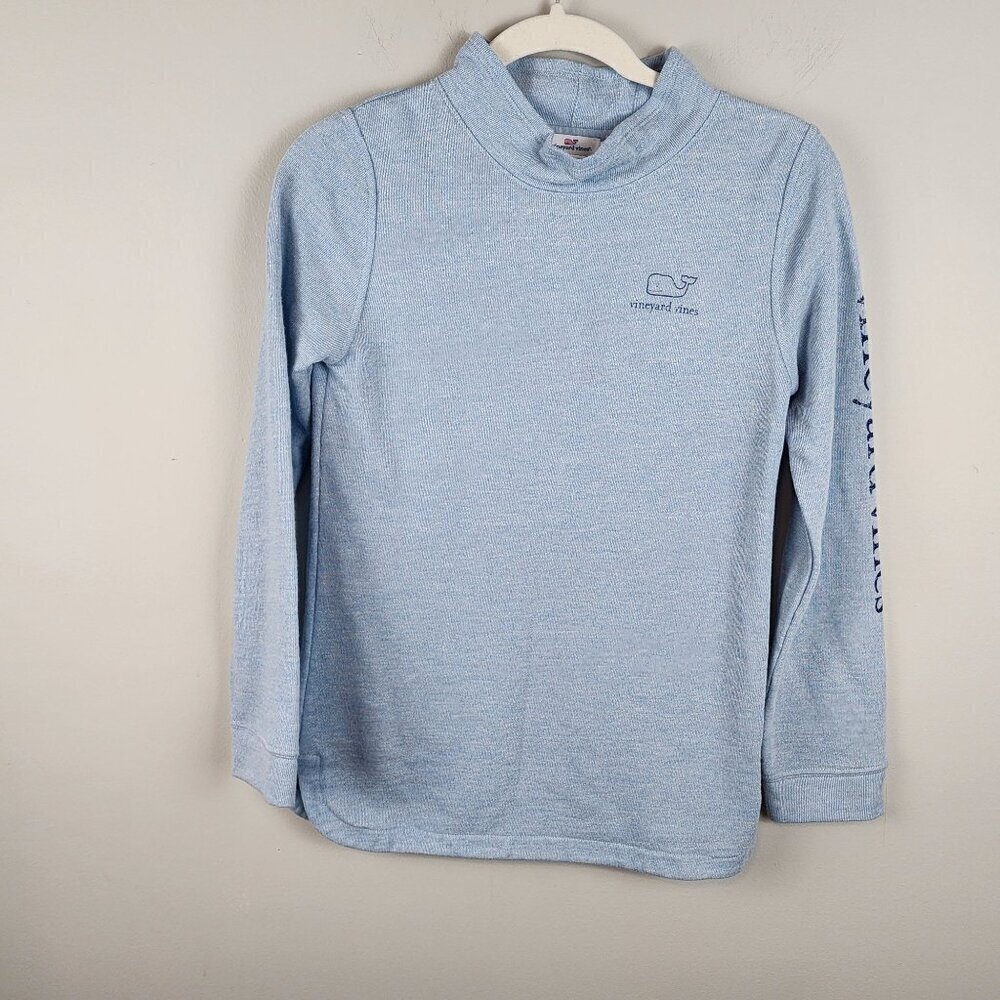 Vineyard Vines outlet girls sz L / 14 funnel neck blue whale sweatshirt top New